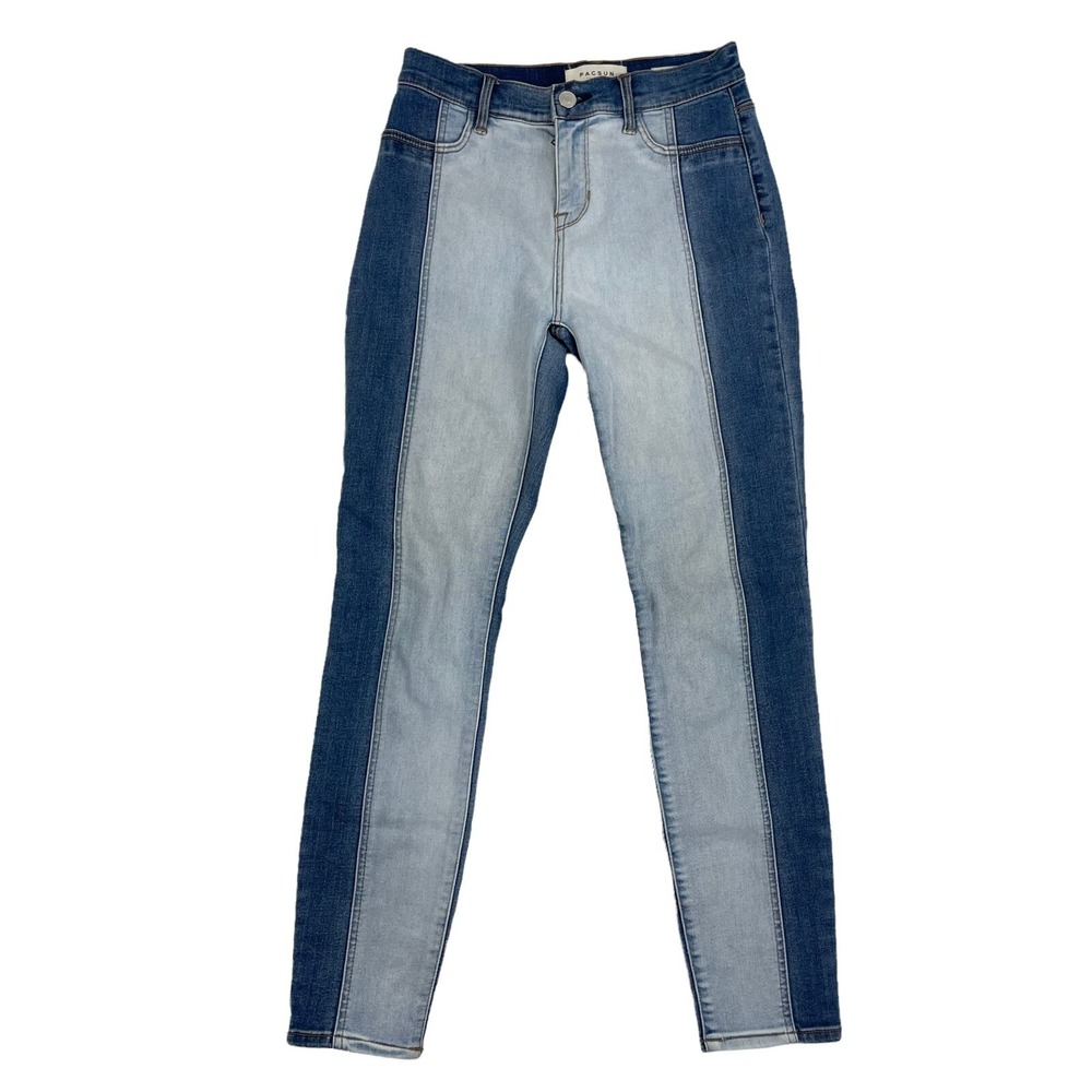 PacSun High-Rise Ankle Jegging Two Tone Denim Jeans Size 25 Stretch 28" Waist